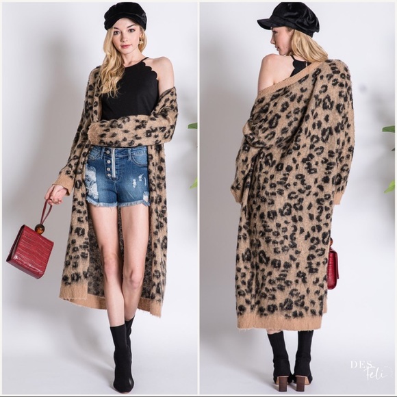 Leopard Print Long Cardigan - Picture 2 of 6